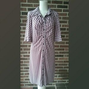 Laundry Geometric Print Dress Black Red and White